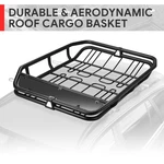 52"L 41"W 8"H 150LBS Black Textured Tubular Steel Roof Mount Cargo Basket. Fixed Price $292.73.
