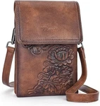 Small Crossbody Bag Women Vegan Leather Phone Purse Embossed Flower Strap- Brown. Fixed Price $18.99.