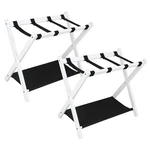 Set Of 2 Folding Luggage Rack Soild Wood Stand Suitcase Holder W/ Shelf White. Fixed Price $40.00.
