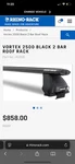 Rhino-rack JA1908 Vortex 2500 Black Roof For 2015-2021 Subaru Wrx. Fixed Price $500.00.
