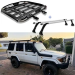 Roof Rack Basket Cargo Carrier Cross Bar W/ Led Light For Toyota Land Cruiser. Fixed Price $169.11.