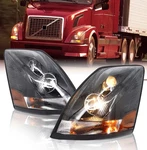 Volvo 04-18 Vn/vnl Truck Headlights Pair Left Right Side W/ All Bulbs. Fixed Price $272.10.