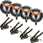 Heavyduty Car Tie Down Straps 2" X 96" With J Hooks For Utv, Suv, Truck. Fixed Price $87.45.