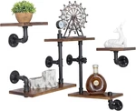 Industrial Rustic Modern Wood Ladder Pipe Wall Mounted Floating Shelves. Fixed Price $126.99.