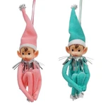 Pink & Teal Elf Ornaments SET/2. Fixed Price $21.99.