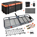 Folding Hitch Mount Cargo Carrier Basket 60" X 20" 6" & Waterproof Bag Combo. Fixed Price $249.99.