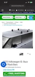 For Volkswagen Id. Buzz Ladder Roof Rack Carrier Cross Bars Aluminum, 3 Qty. Fixed Price $250.00.