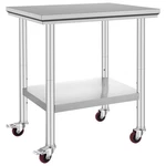 Uimoso Rolling Stainless Steel Work Table 30"X24" Cart + Casters Undershelf. Fixed Price $73.99.