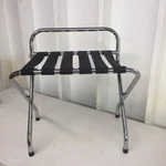 Hotel Luggage Racks Chrome With Backs - Pack Of (4) Folding Ex Olympic Village. Fixed Price $100.00.
