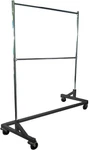 5' Foot Adjustable Height Commercial Double-rail Rolling Z Rack Chrome & Black. Fixed Price $118.78.