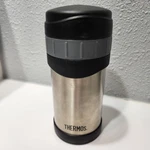 Thermos 16 Oz. Insulated Stainless Steel Food Jar W/ Folding Spoon -silver/black. Fixed Price $20.00.