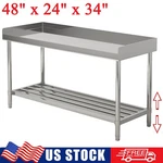 48"X24" Stainless Steel Work & Prep Table With Backsplash For Commercial Kitchen. Fixed Price $149.72.