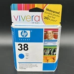 Hp 38 Vivera Cyan C9406A Pigment Ink Cartridge New Sealed. Fixed Price $34.69.