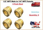 Hex Reducer Bushing 1/2" 1/4" Female Npt Adapter Pipe Fitting Brass. Fixed Price $10.95.