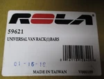 Rola, Universal Van Rack (1) Bars PART#59621, New. Fixed Price $181.46.