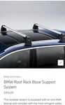 Bmw Roof Rack Base Support & 2 Cycle Carriers. Fixed Price $560.00.
