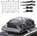 Rooftop Cargo Carrier Basket With Waterproof Bag, Tie Down Strap, Rack Extension. Fixed Price $195.99.