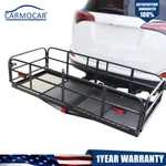Folding Rack Cargo Basket Trailer Hitch Mount Luggage Carrier 500LBS For Suv. Fixed Price $240.97.