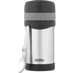 Thermos 16 Oz. Insulated Stainless Steel Food Jar W/ Folding Spoon -silver/black. Fixed Price $17.99.