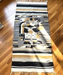 Vintage Mexican Mayan Aztec 100% Wool Warrior Design Area Rug Weaving 56"X26". Fixed Price $27.97.