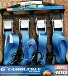 Highland 9210600 6' Blue Tie Down Strap W/ Hooks New 4 Pack. Fixed Price $14.99.