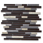 A76008 Glass Mosaic Tile Dark Brown Emperador Light Marble Stainless Steel. Fixed Price $13.99.