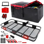 Mockins 70"X30"X6" Hitch Cargo Carrier With Rear Lights, Red Bag & Locks. Fixed Price $399.99.