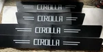 For Toyota Corolla Chrome Carbon Door Sill Scratch Guard Stainless Steel 4 Pcs. Fixed Price $38.00.