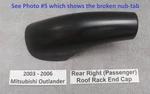 2003 Mitsubishi Outlander Roof Rack Rear Right Trim End Cap 2004 2005 2006 Oem. Fixed Price $44.95.