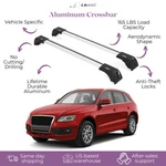 Fits Audi Q5 2009-2017 With Factory Rails 2PCS Roof Rack Cross Bars 165 Lbs. Fixed Price $139.90.