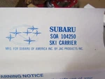 New Genuine Subaru Ski Rack Attachment Soa 104250 No Longer Available Item. Fixed Price $69.95.
