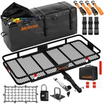 Mockins 60"X20"X6" Trailer Hitch Cargo Rack With 16 Cu.ft. Black Bag. Fixed Price $249.99.