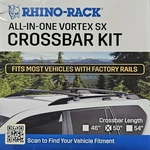Rhino K-SX100VA126B Vortex Black Roof Rack, Crossbar Length 50",SCAN Qr. Fixed Price $399.87.