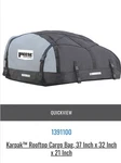 Reese Karpak Rooftop Cargo Bag 1391100 Every Day Protection. Fixed Price $30.00.