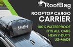 Roofbag Rooftop Cargo Carrier Made In Usa, 15 Cubic Feet. Waterproof Travel. Fixed Price $49.95.